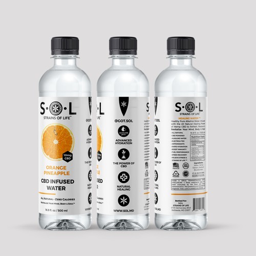 Water label with the title 'CBD Infused Water'