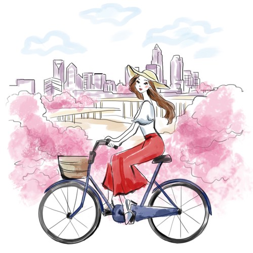 City t-shirt with the title 'Fashion digital watercolor illustration'