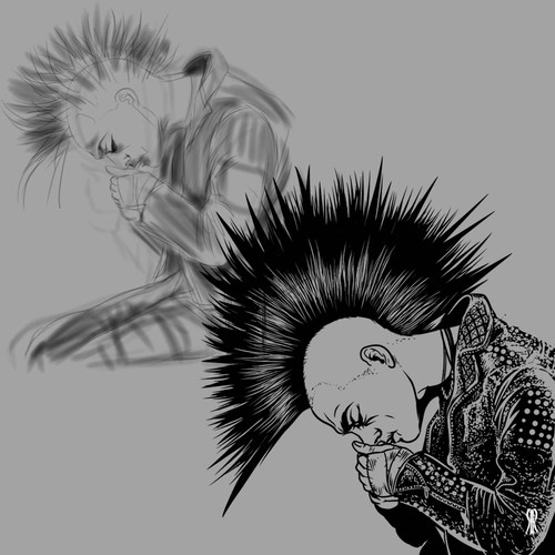 80s design with the title 'Erstellt ein T-Shirt Design im Punkrock Stil auf hochwertigen T-Shirts'