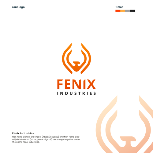 Phoenix logo with the title 'Logo Design Proposal for FENIX INDUSTRIES'