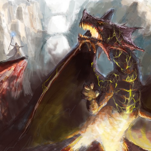 Adobe Photoshop artwork with the title 'New illustration wanted for online game illustration'