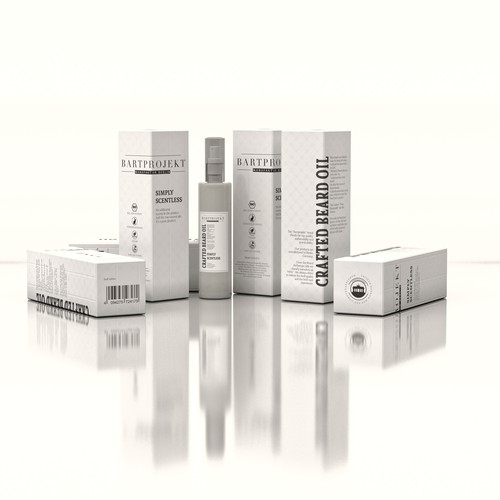 Clear packaging with the title 'Crafted Beard Oil'