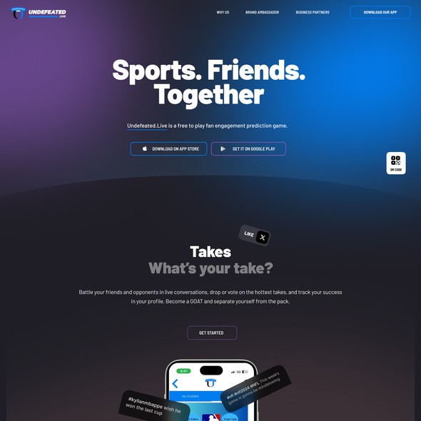 Chat website with the title 'Digital Sports Community App Website'