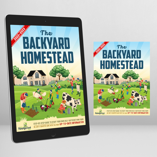 Guide book cover with the title 'The Backyard Homestead'
