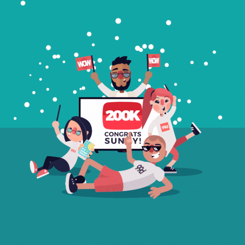 Animated illustration with the title 'Congratulation animation'