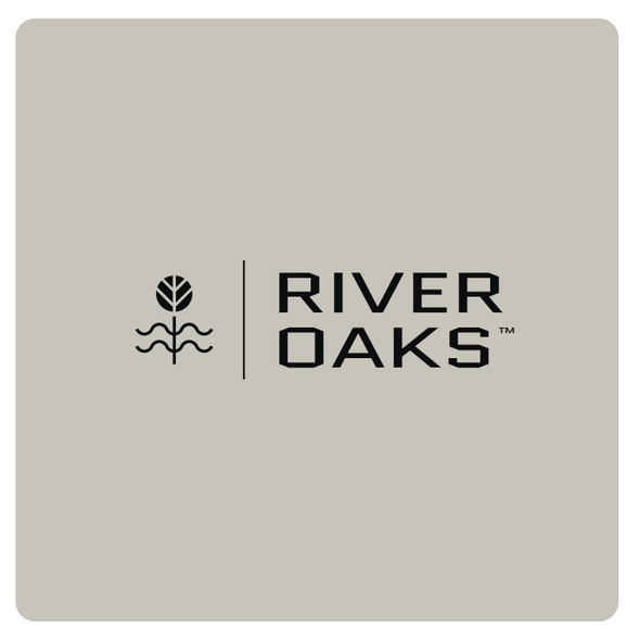 Water logo with the title 'RIVER OAKS '