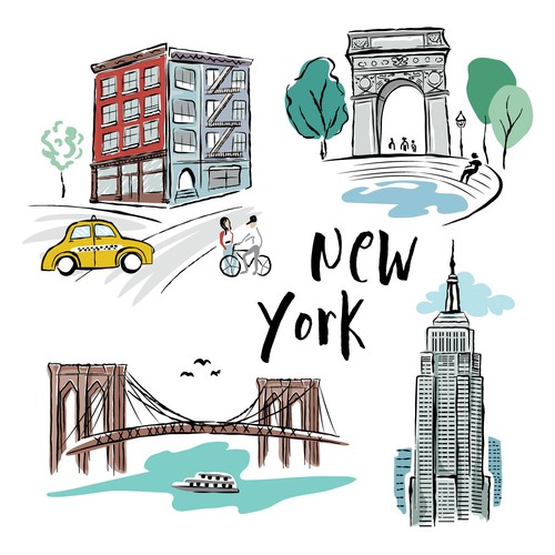 Urban design with the title 'New York City Collage'