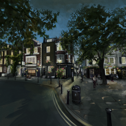 London design with the title 'London (Richmond Green) illustration'