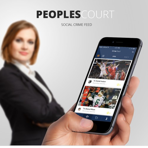 Interactive design with the title 'PeoplesCourt - App Design'