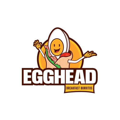 Mexican restaurant logo with the title 'Egghead Breakfast Burritos'