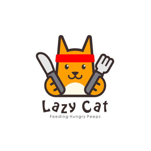 Eating logo with the title 'Character logo concept for Lazy Cat'