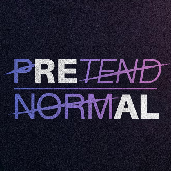 Fashion design with the title 'Pretend Normal'