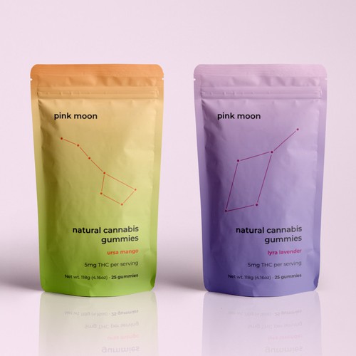 Constellation design with the title 'Packaging concept for cannabis gummies'