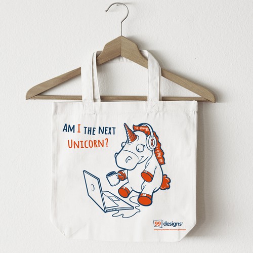 Unicorn design with the title 'the next unicorn 99designs'