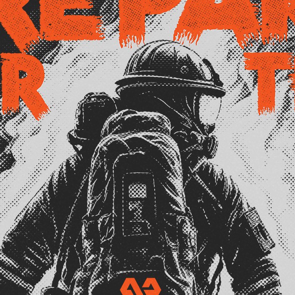 Firefighter design with the title 'Shirt illustration for Protective gear company'
