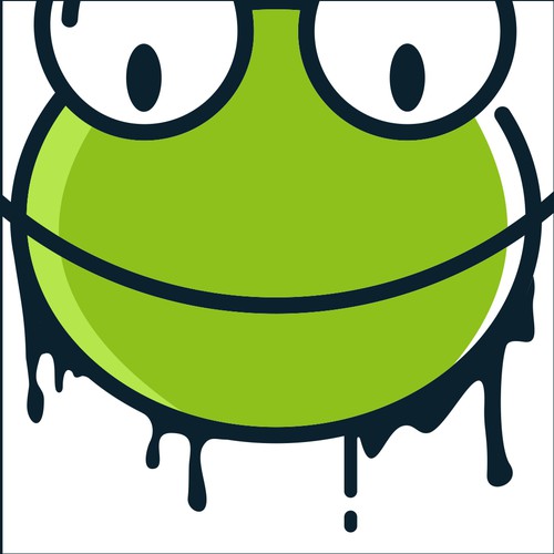 Frog logo with the title 'Design a Logo For T-Shirt, Appeal and Merchandise Company'
