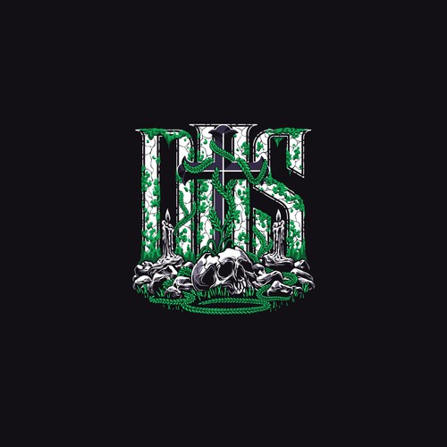 Skull design with the title 'Skull and Cross Monogram Logo'