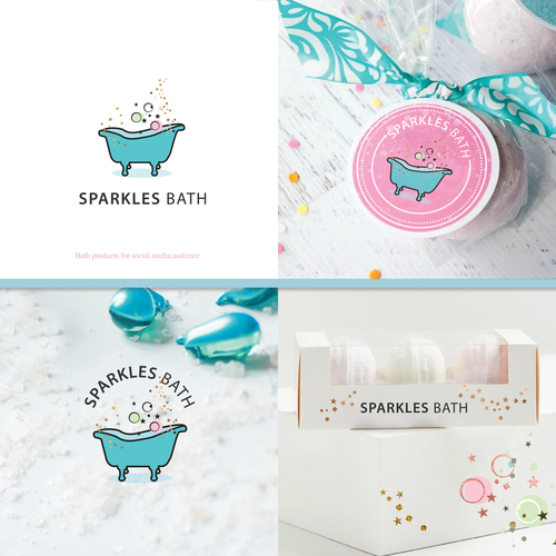 Product design with the title 'Logo for Sparkles Bath'