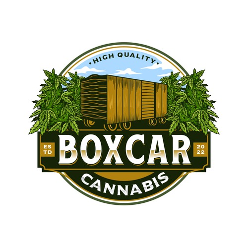 Cannabis leaf logo with the title 'BOX CAR CANNABIS'