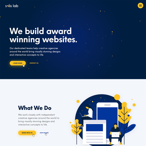 Illustration website with the title 'Solis Lab'