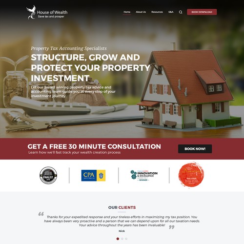 Clean website with the title 'RealEstate Investment Company Design'
