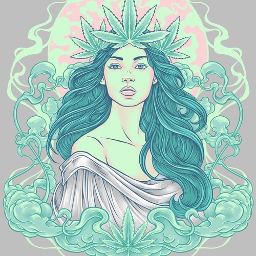 Weed design with the title 'Goddess Mary Jane'