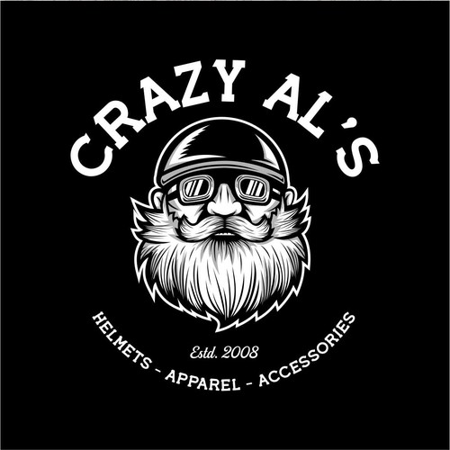 Motorcycle logo with the title 'Concept Design for Crazy Al's'