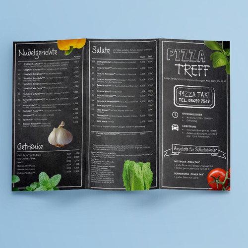 Blackboard design with the title 'Pizza Menu'