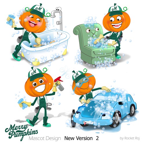 Freehand design with the title 'Merry Pumpkins mascot'