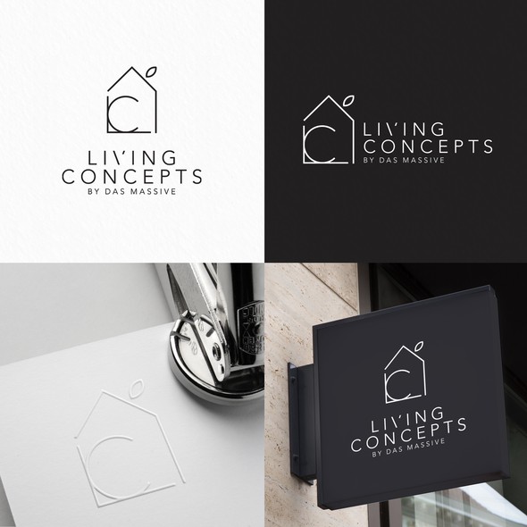 Interior decoration logo with the title 'Living concept'
