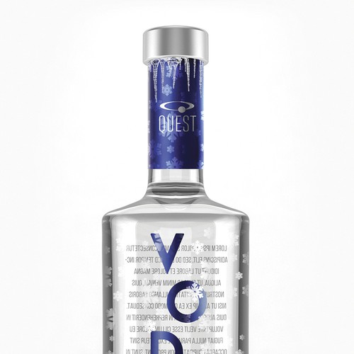 Bottle packaging with the title 'quest vodka'