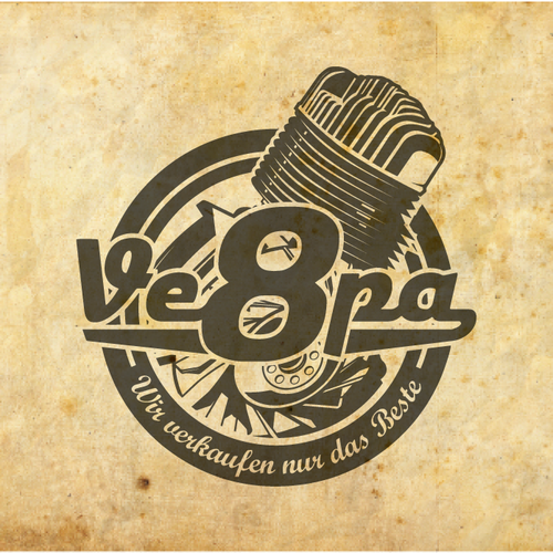 Vespa logo with the title 'Create a unique logo for a wheel company " Flush Fitment "'