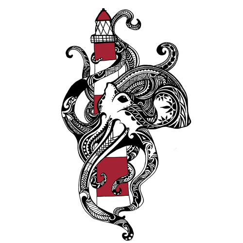 Creature design with the title 'Octopus Tattoo Design'