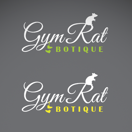 Rat logo with the title 'Create an elegant rat for Gym Rat Botique.'