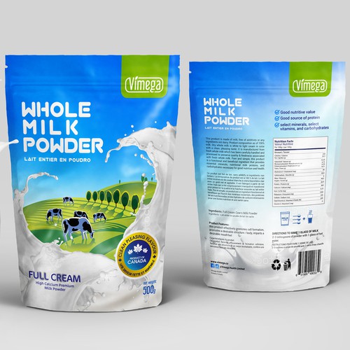 Health packaging with the title 'Packaging Design for Milk Powder Zip Bag'