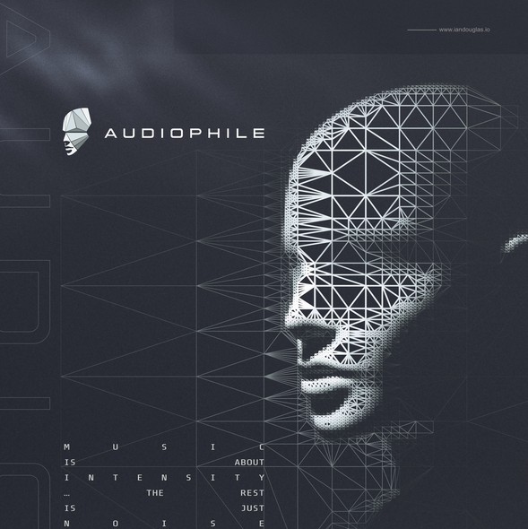 Techno design with the title 'Futuristic mark for Audiophile Music Group'