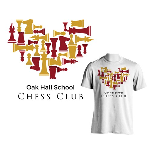 Heart t-shirt with the title 'T-shirt for chess club'