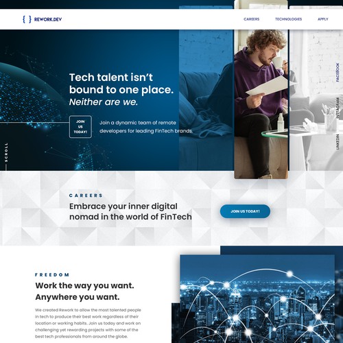 Colorful website with the title 'Rework'