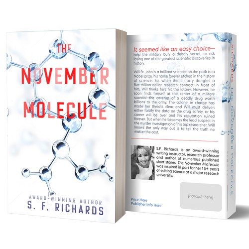 Science book cover with the title 'Bold White Cover for a Science Thriller Novel'