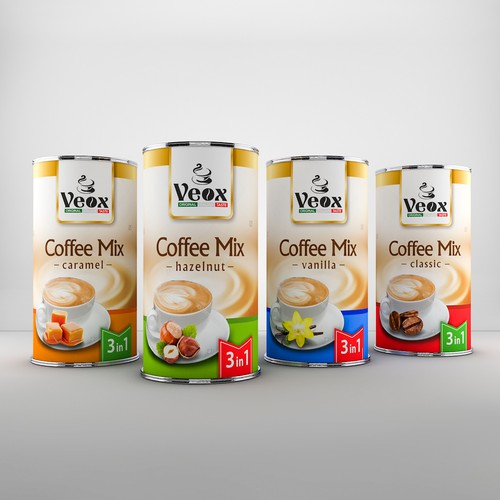 Packaging label with the title 'Elegant package design for Veox coffee'
