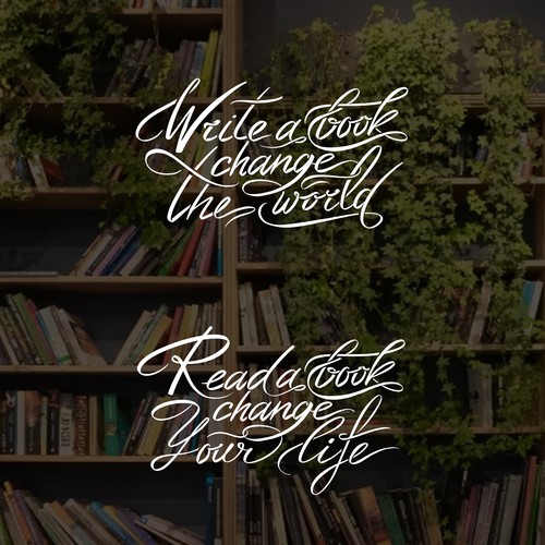 Lettering artwork with the title 'Lettering for a bookstore'