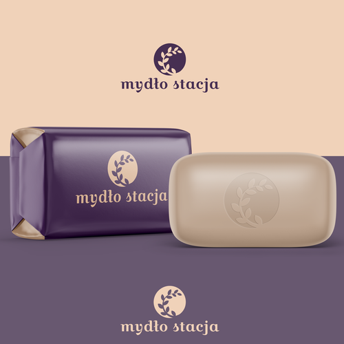 Soap logo with the title 'Logo concept for a natural cosmetics manufacture called Mydło Stacja (Soap Station)'