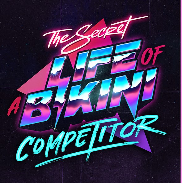 Neon illustration with the title 'Retro 80's typography'