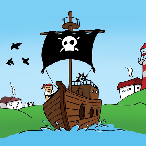 Pirate illustration with the title 'Pirate adventure'