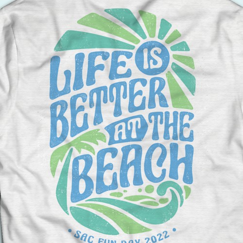 Beach t-shirt with the title 'Sac Fun Dy 2022'