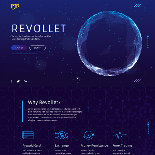 Bitcoin website with the title 'Revollet'