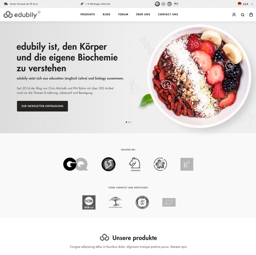 Lifestyle website with the title 'Web Design for Edubily'