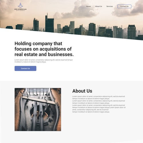 Holding design with the title 'Mid American Holding- Landing Page'