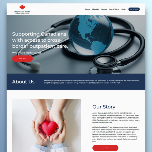 Healthcare design with the title 'New Website for MapleCross Health'