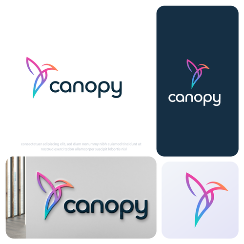 Hummingbird logo with the title 'Canopy - Modern Hummingbird logo'